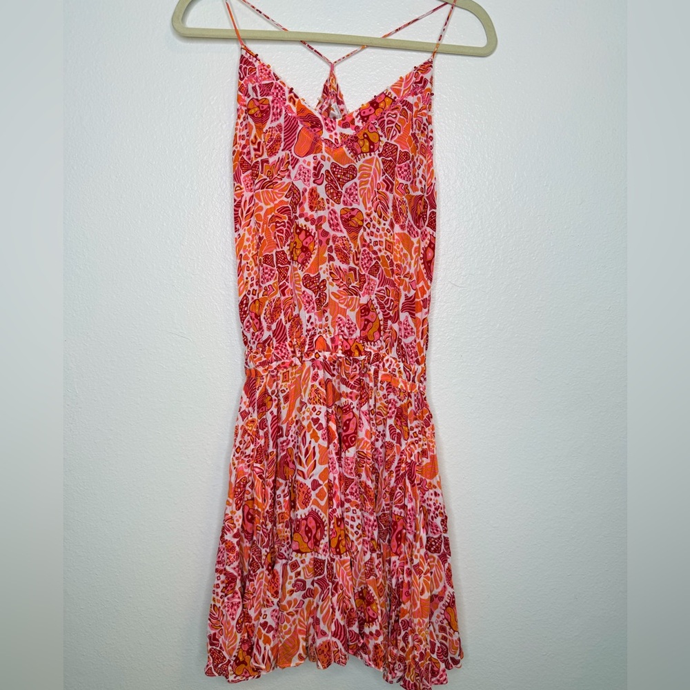 NWT POUPETTE St. BARTH ✨ ‘Laurie Beaded Abstract Print Mini Dress’ size Large